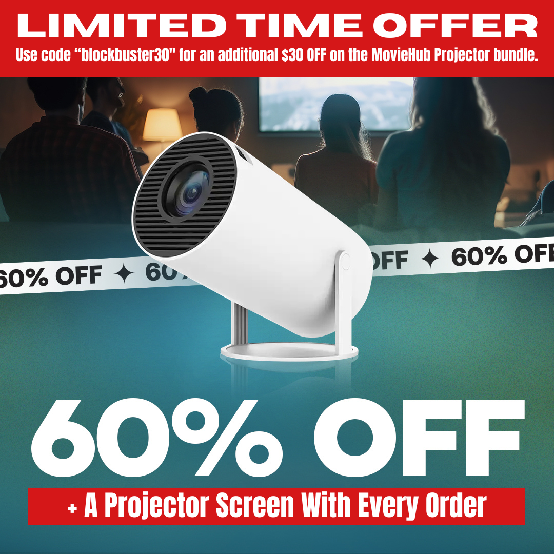 MovieHub™ Ultra HD Projector + Projector Screen