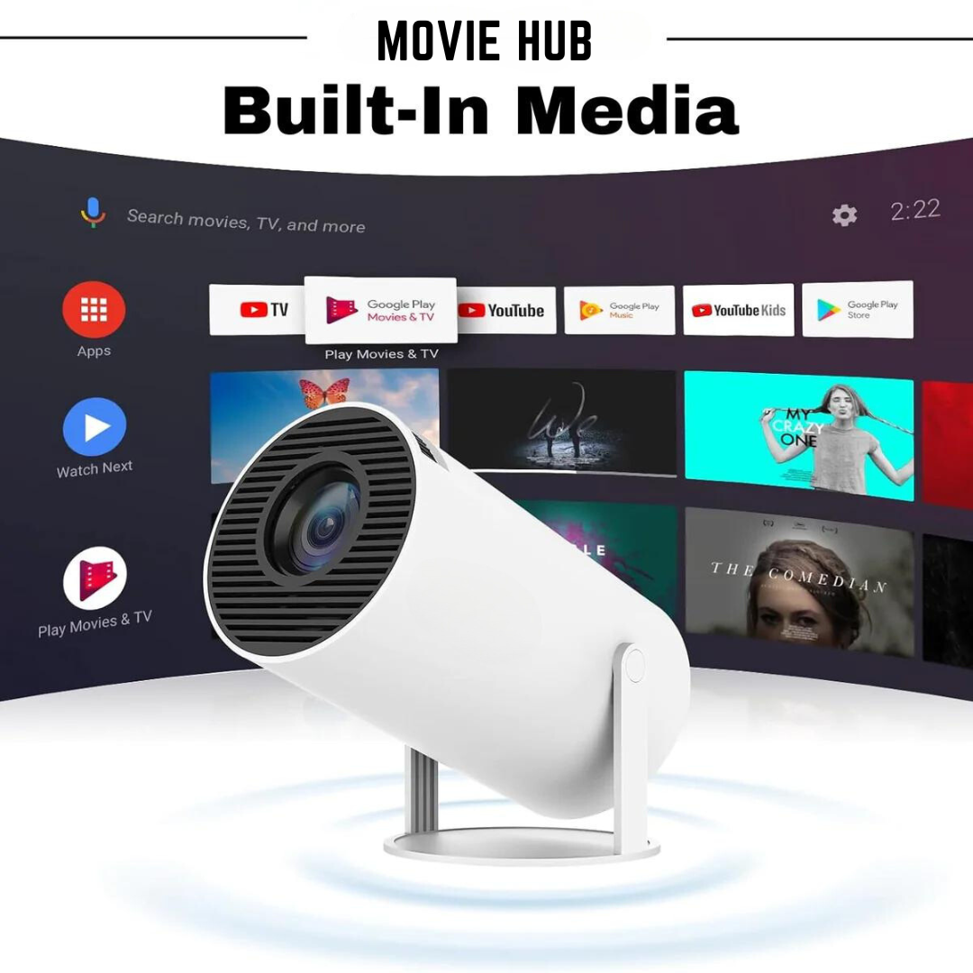 MovieHub™ Ultra HD Projector + Projector Screen